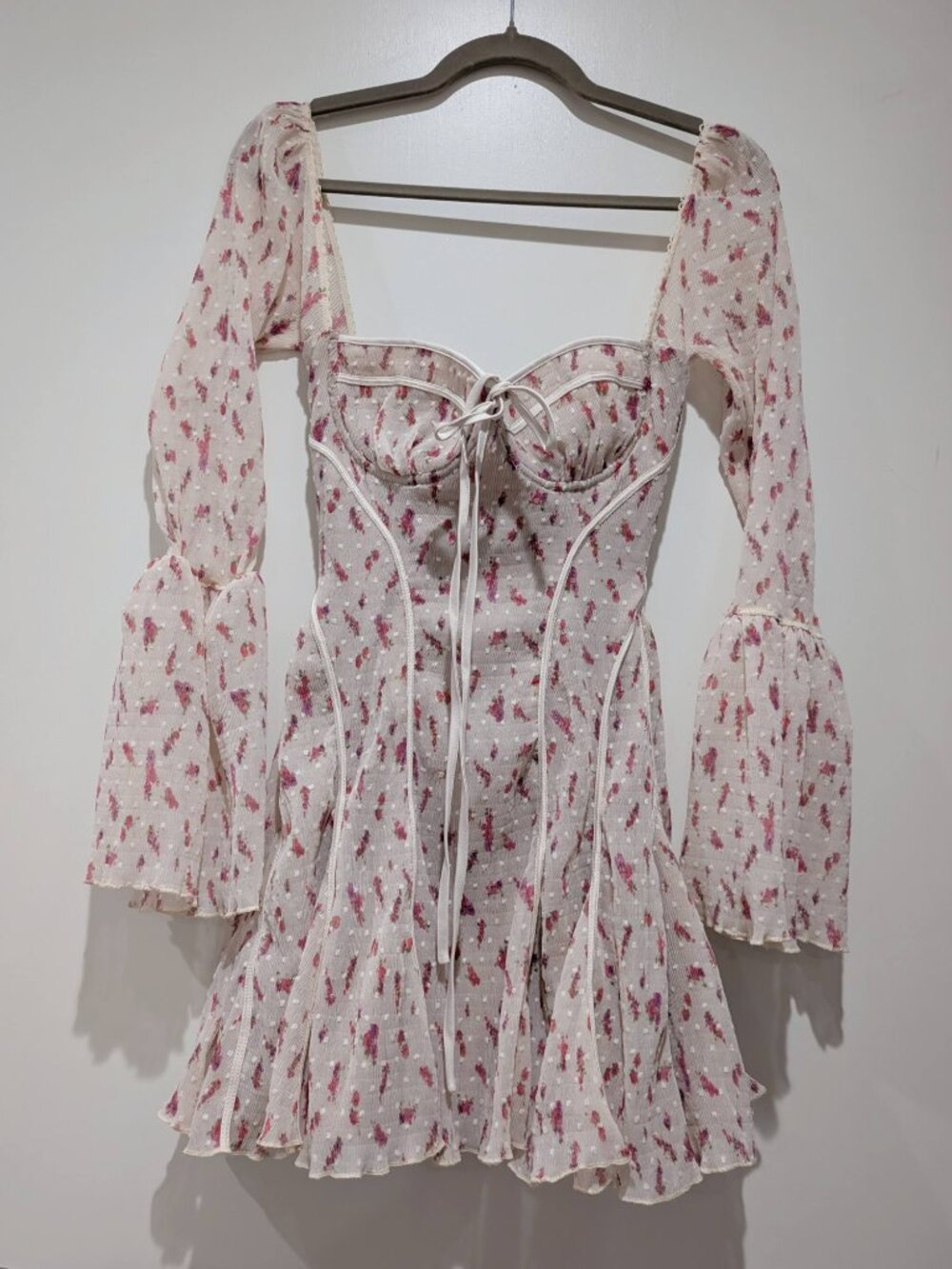 Analissa Vintage Cream Rose Print Corset Mini Dress - Picture 4 of 5